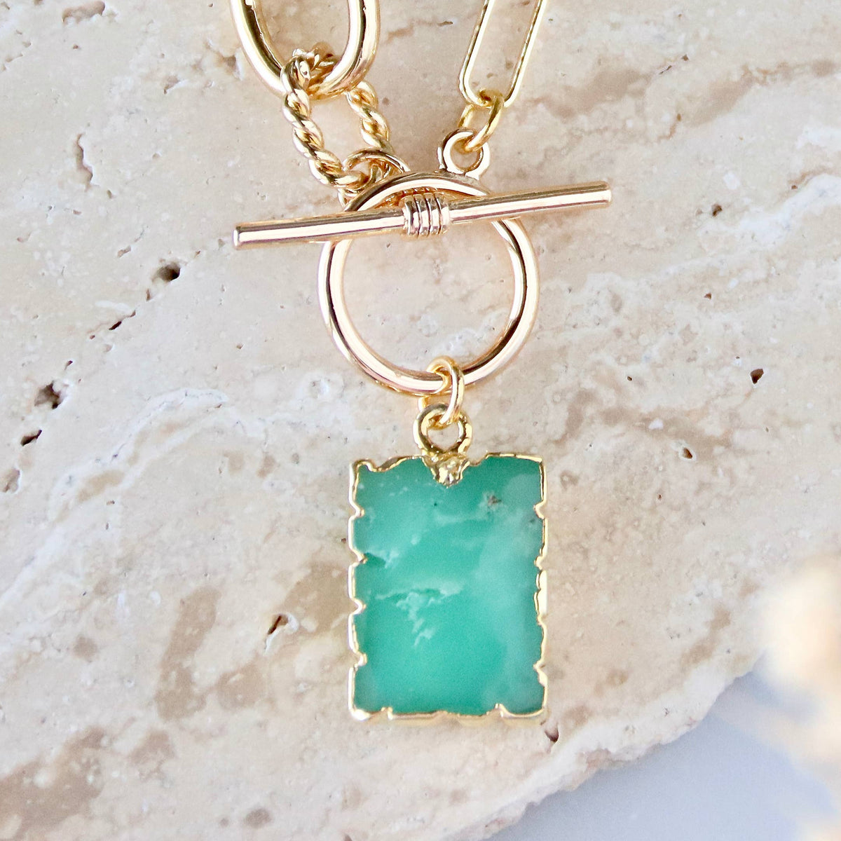 African Jade or Amazonite Toggle Necklace