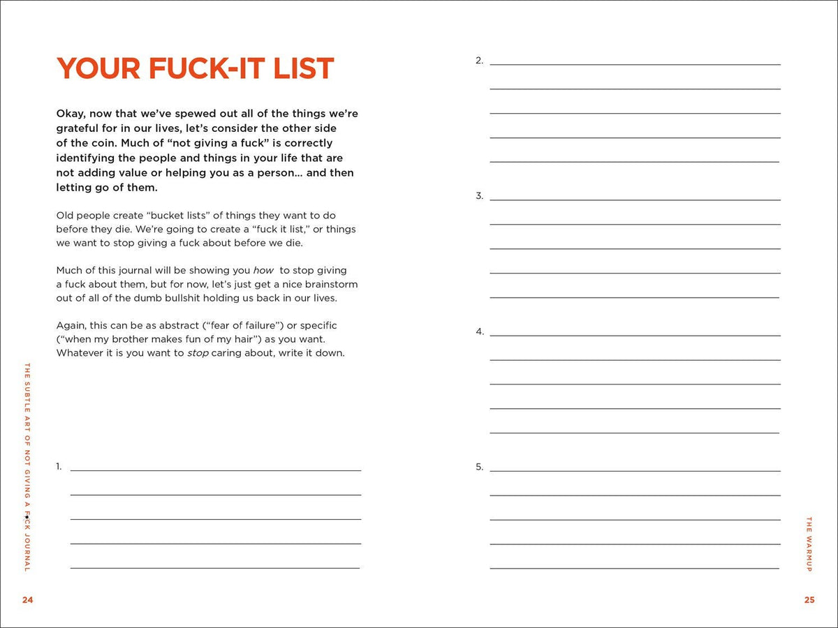 Subtle Art of Not Giving a F*ck Journal, The: Mark Manson