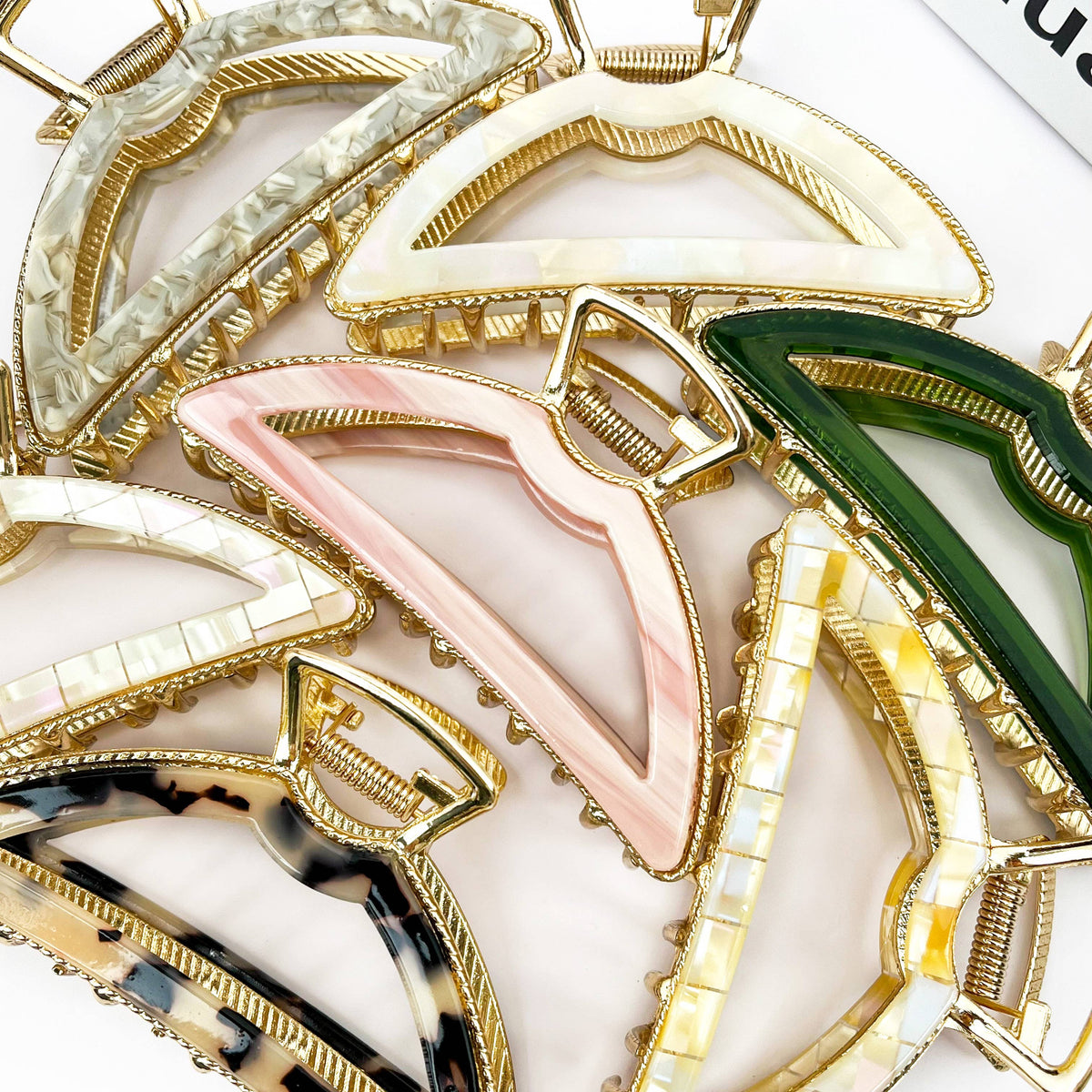 Acetate Metal Half Circle Hair Claw Clip