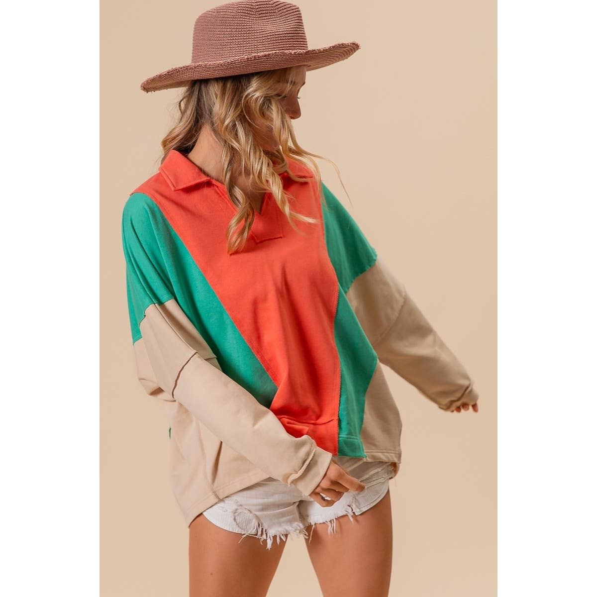 Colorblock French Terry Knit Top
