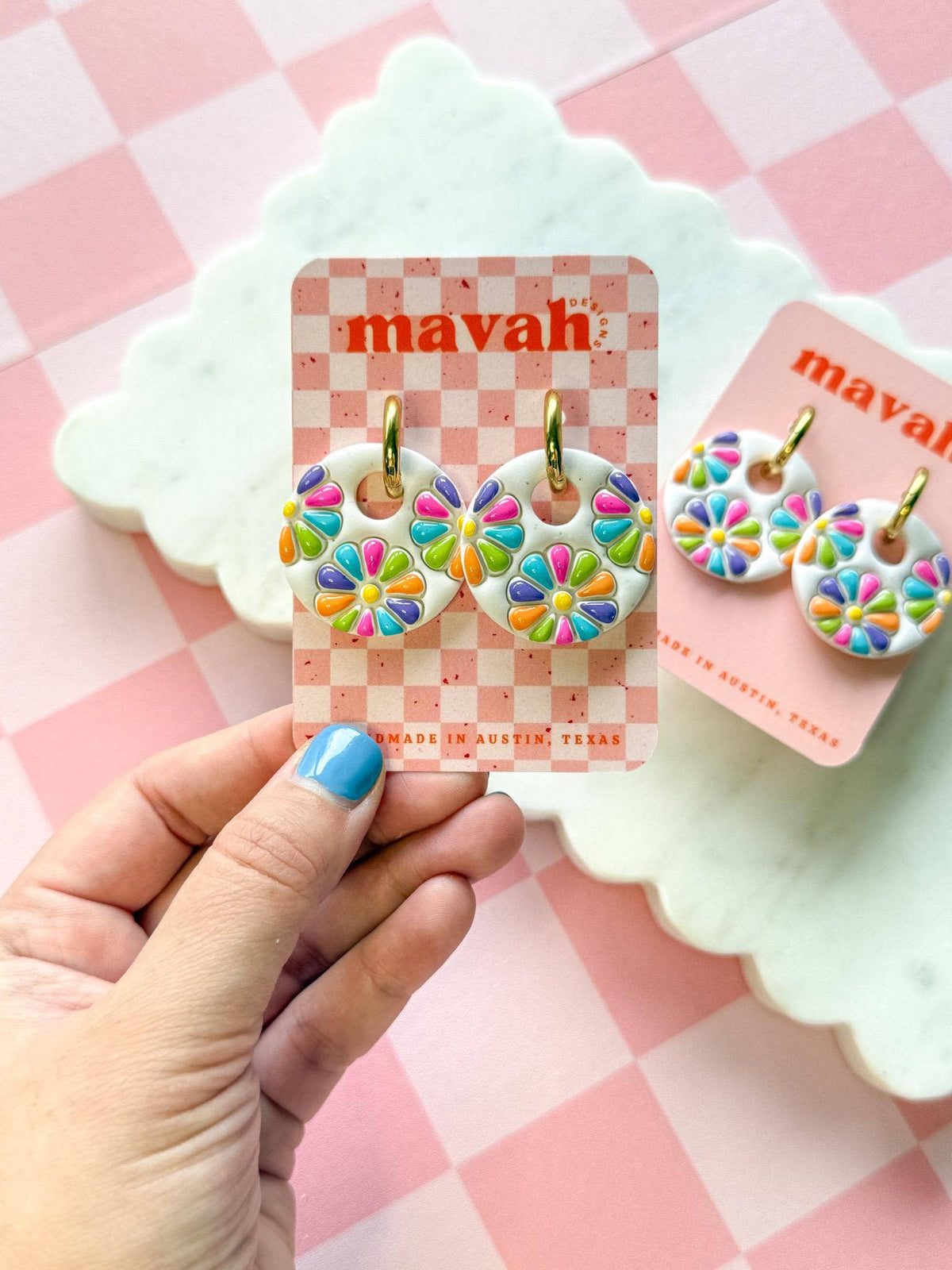 Rainbow Flower Hoop Earrings