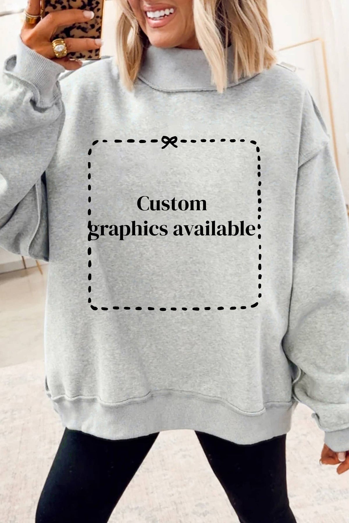 Reversible Mock Neck Drop Shoulder Sweatshirt