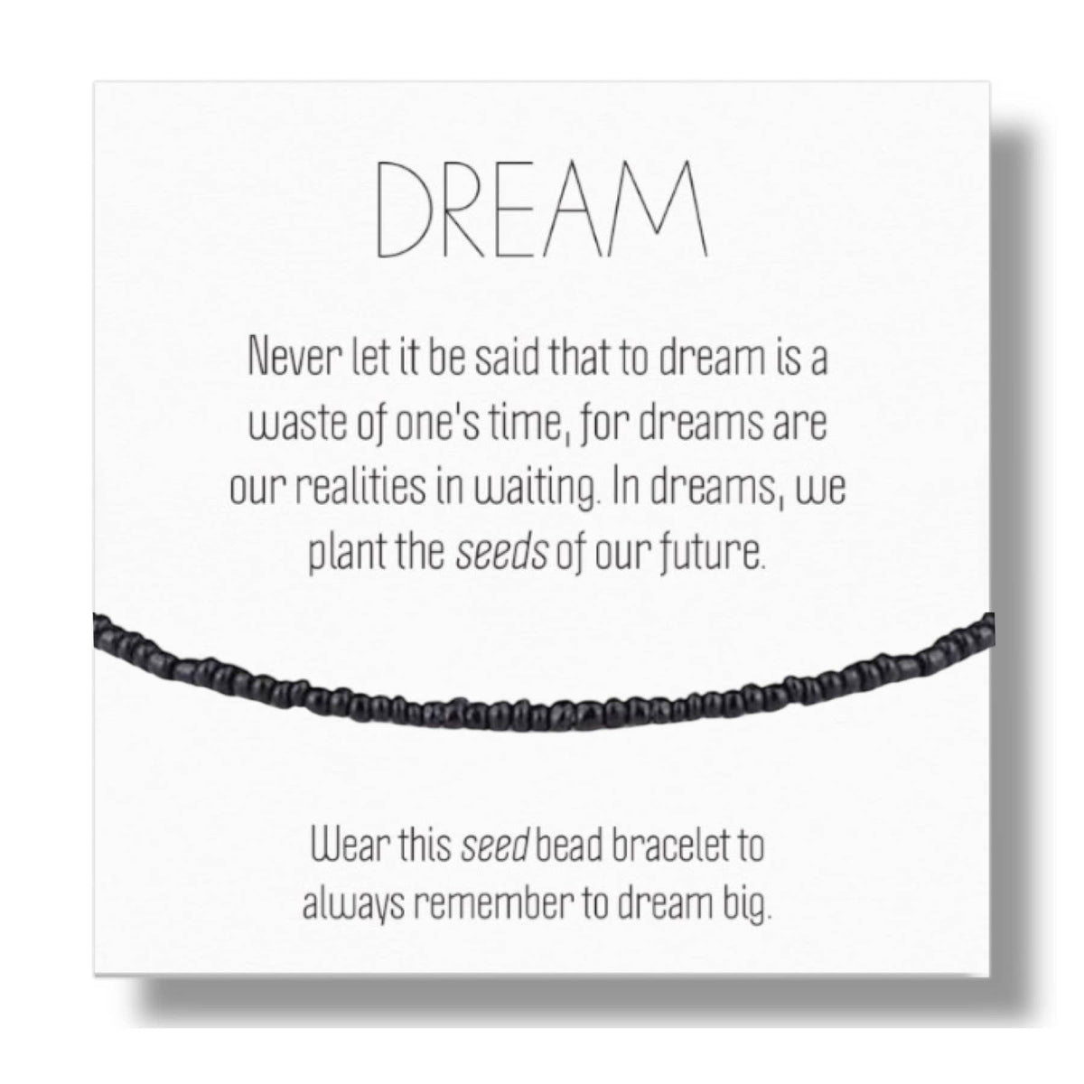 Dream Seed Bead Stretch Bracelet with Quote Card