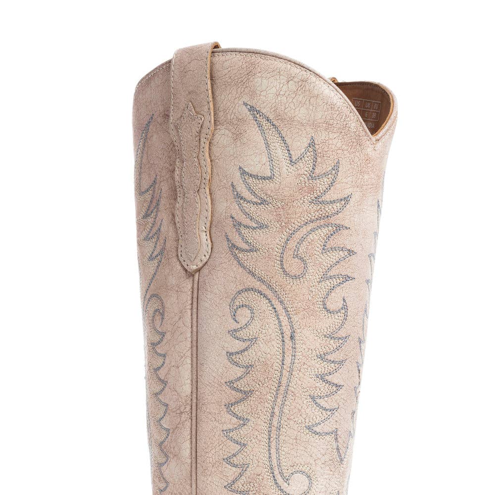 Syllvia Prairie White Embroidered Leather Boots