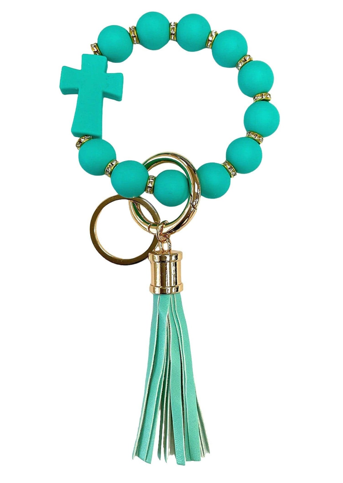 Silicone Beaded Cross Keychain Bracelet