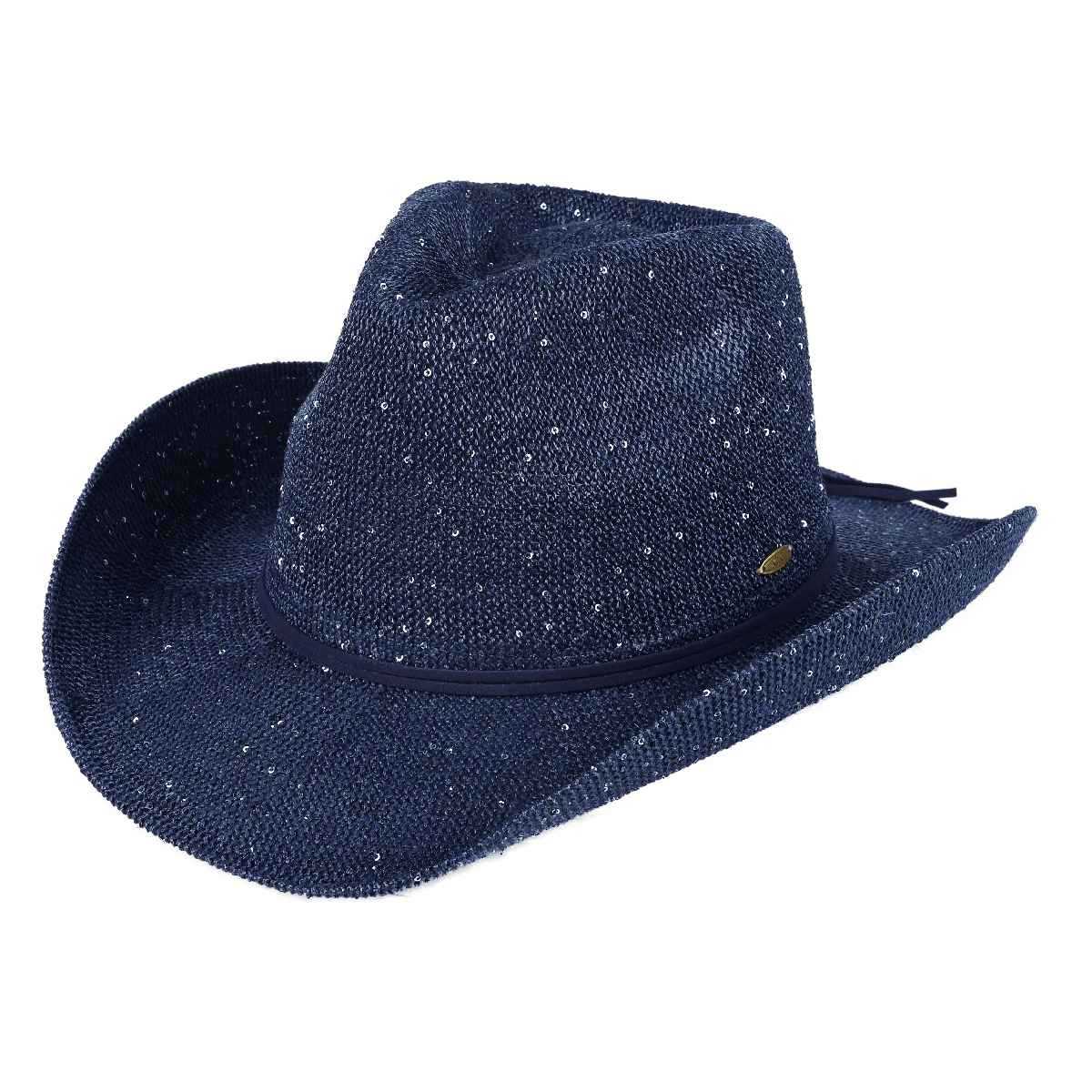 Sequin Cowboy Hat with Suede-Style Band