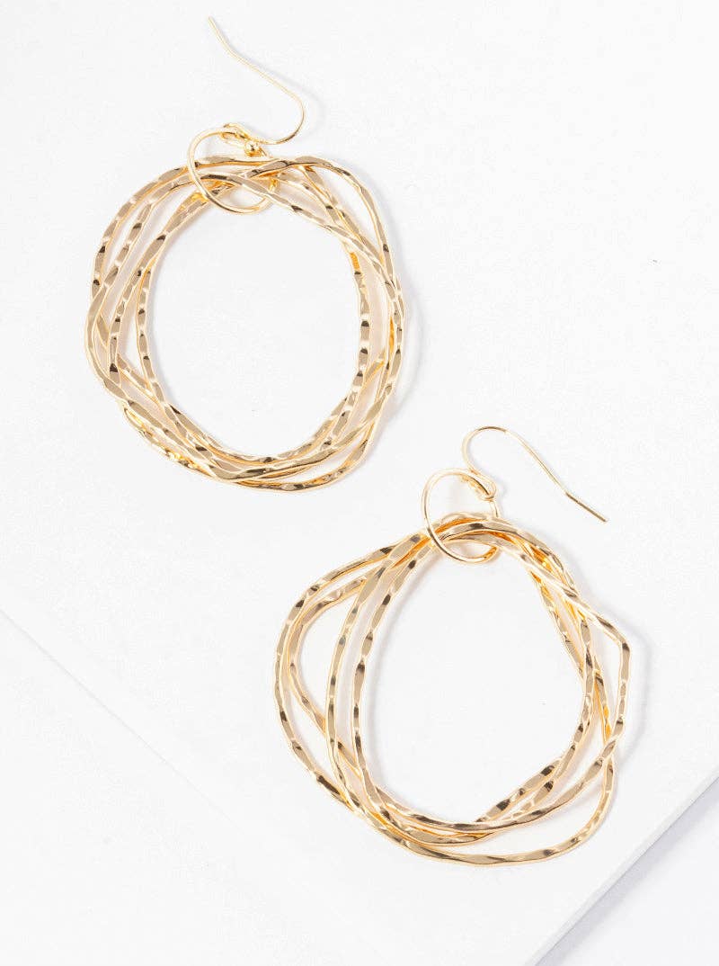 Sculpted Circles Hammered Drop Earrings