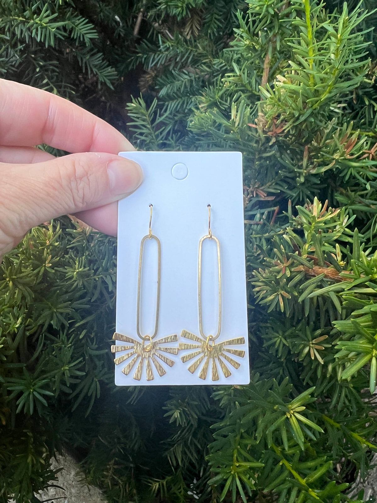 Gold Burst Long Drop Metal Statement Earrings
