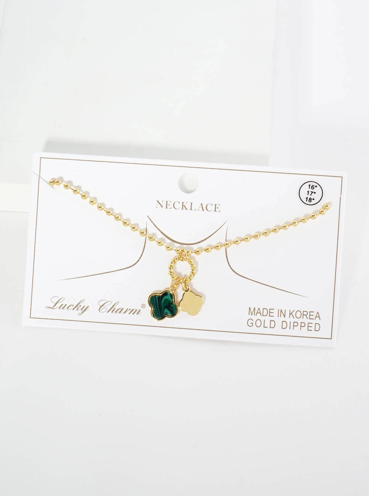 Lucky Double Quatrefoil Ball Chain Necklace