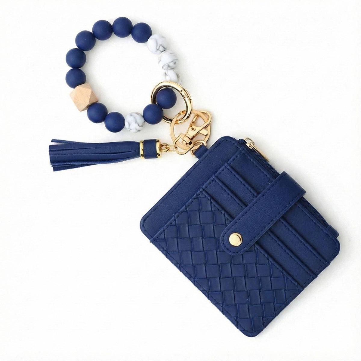 Nina Quilted Beaded Keychain Bracelet Wallet