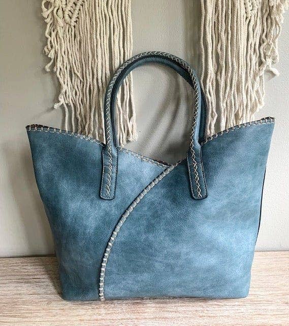Stitch Trim Detail Shoulder/Tote Set Bag