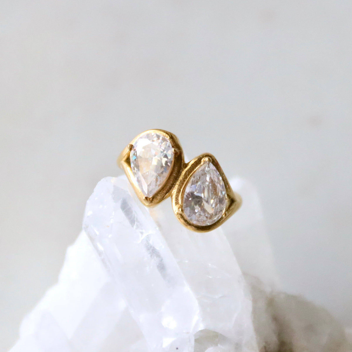 CZ Duo Pear Ring