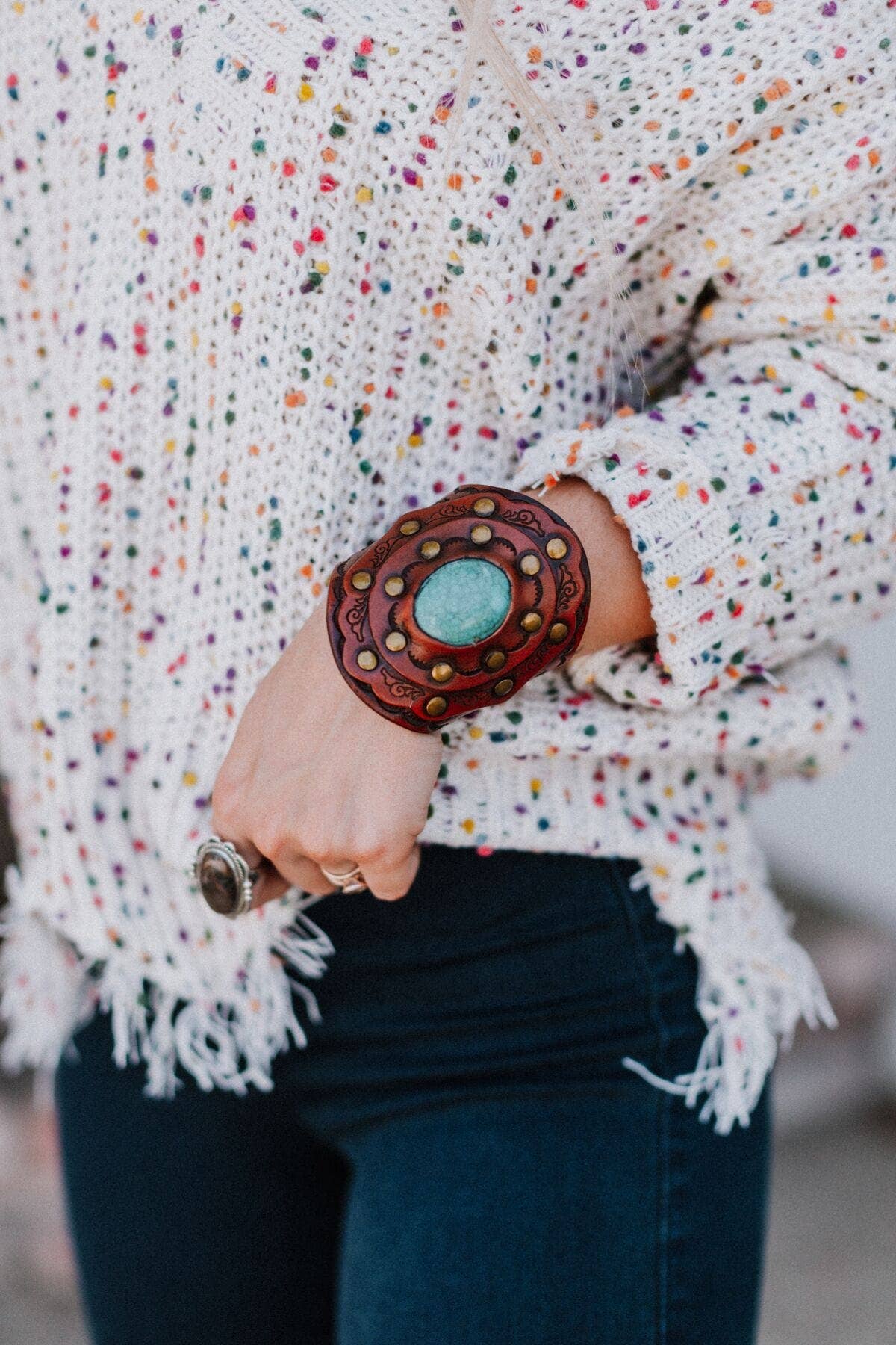 Trending Gift: Aegean Boho Leather Cuff Bracelet - Brown