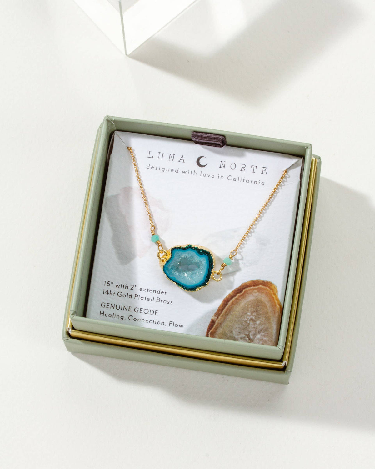 Earthly Teal Agate Geode Necklace