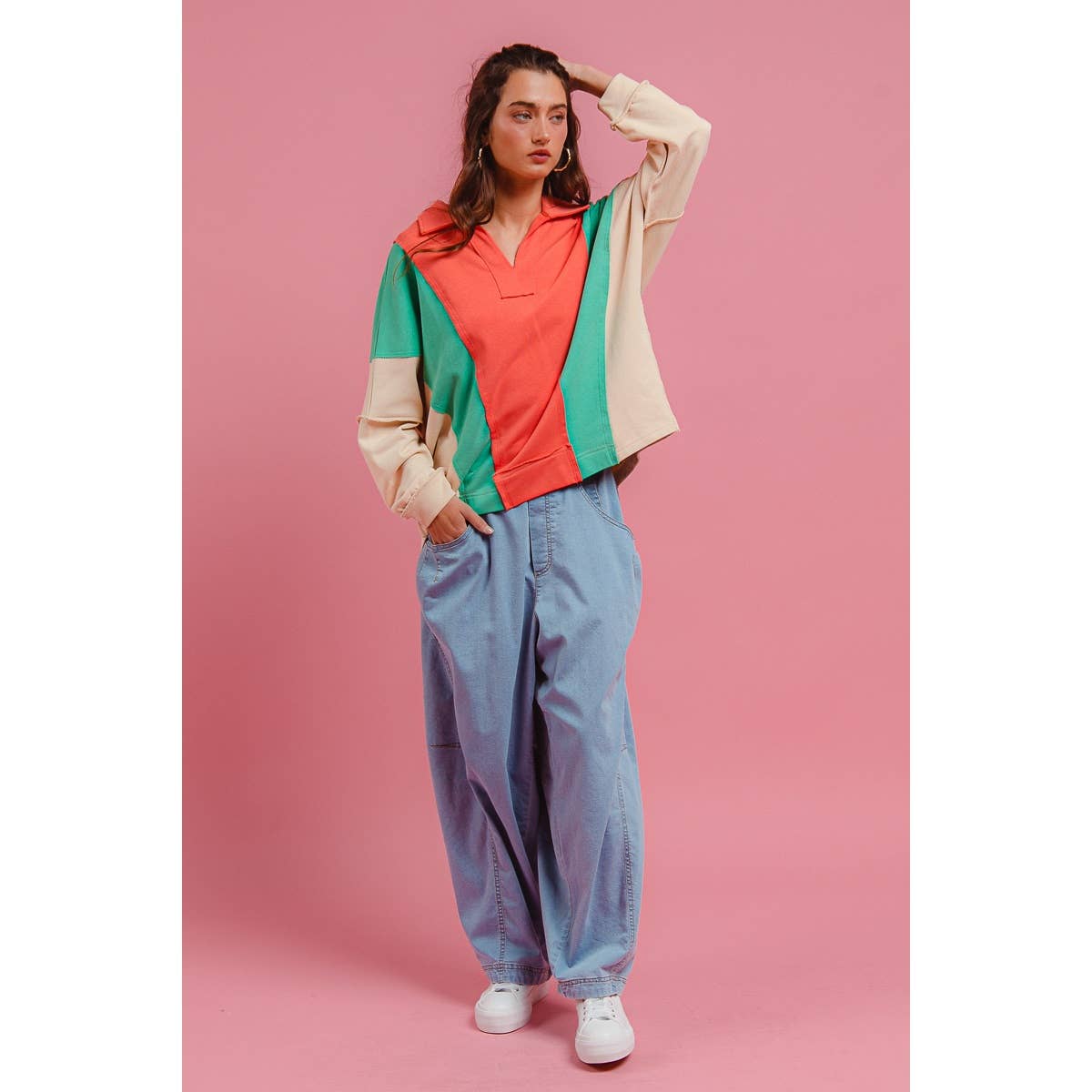 Colorblock French Terry Knit Top