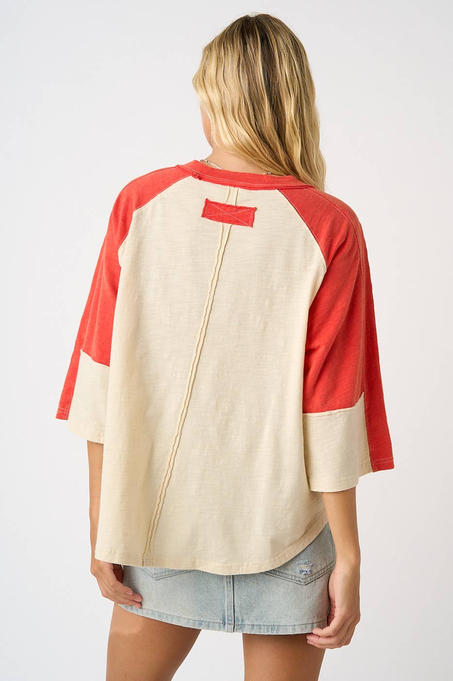 Football Patch Mineral Washed Color Block Top
