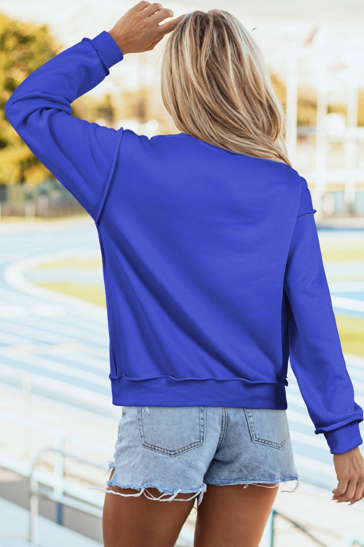 Reversible Mock Neck Drop Shoulder Sweatshirt