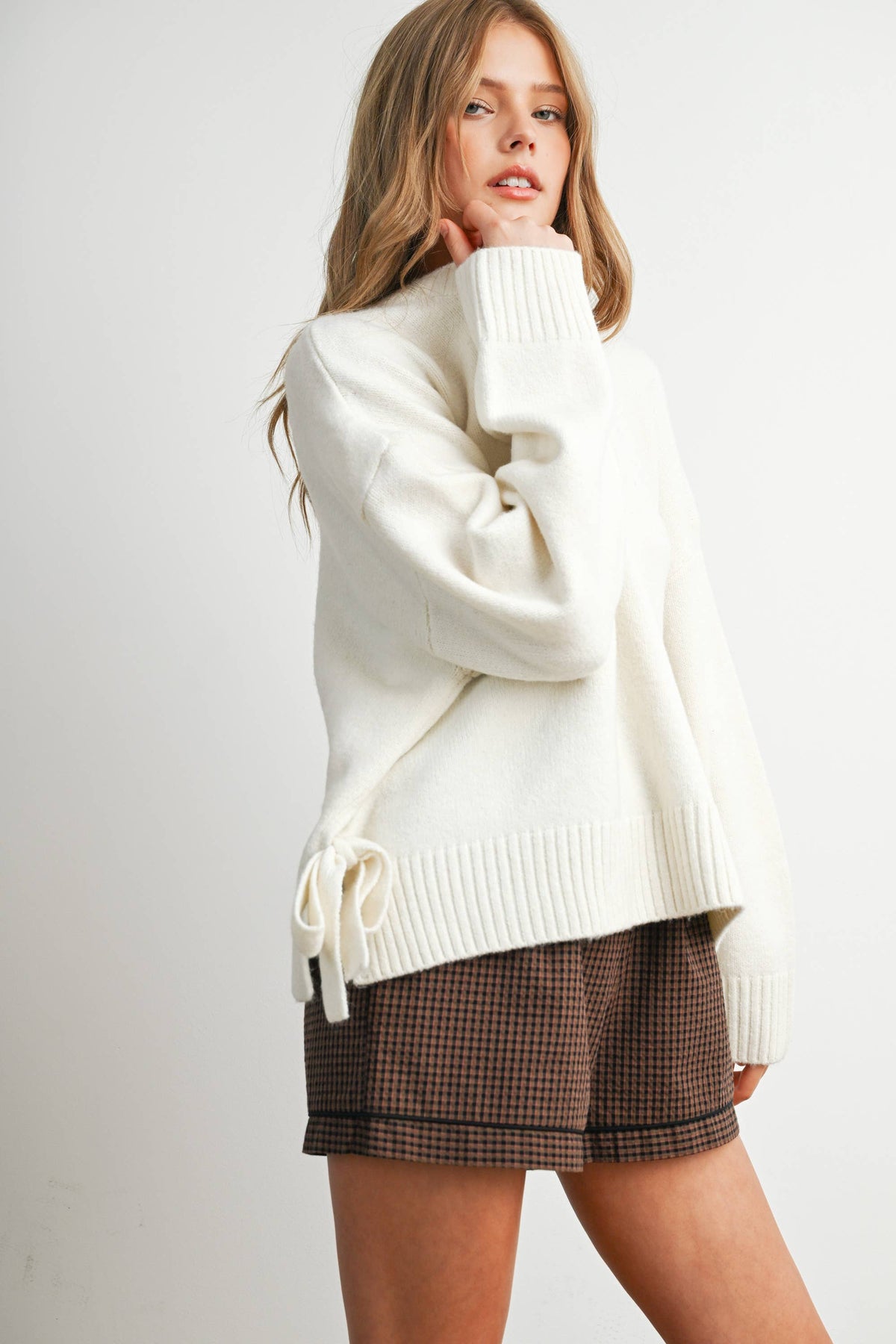 Tie Split-Hem Crewneck Long Sleeve Top - BMW7900