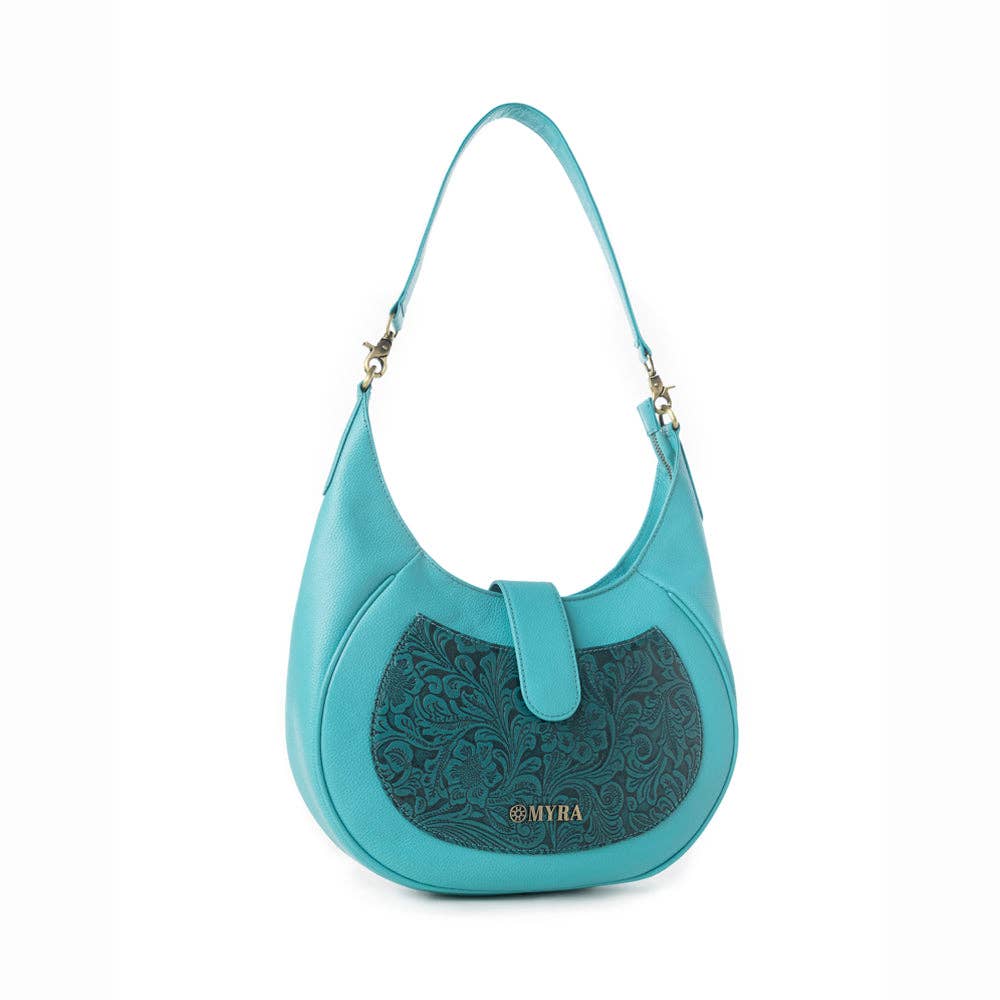 Prairie Aqua Embossed Leather Shoulder Bag