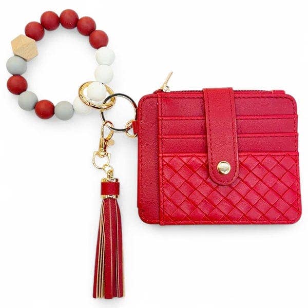 Nina Quilted Beaded Keychain Bracelet Wallet