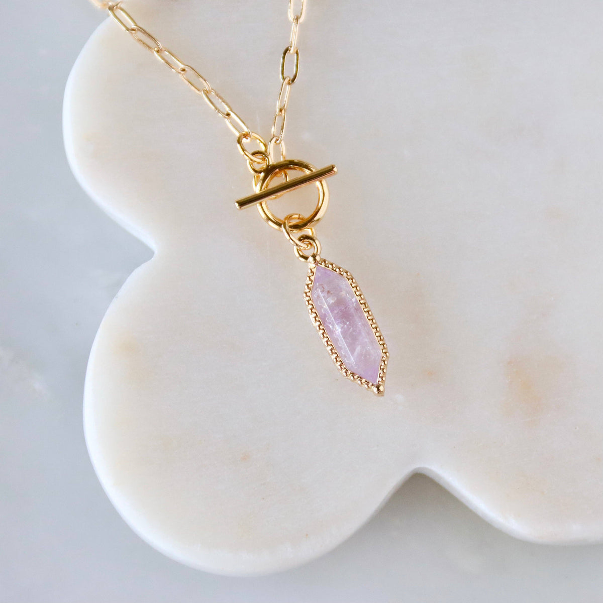Amethyst, Quartz, Rose Quartz Toggle Necklace
