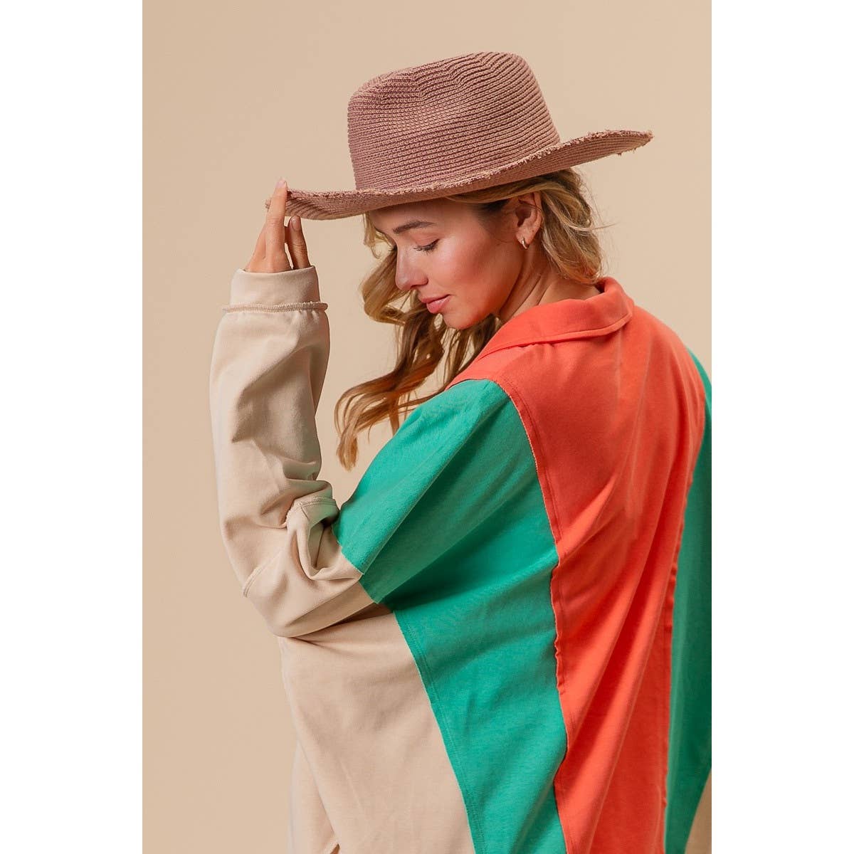 Colorblock French Terry Knit Top