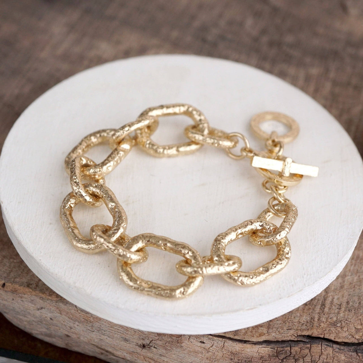 Chunky Chain Rectangle Link Bracelet Worn Gold Silver - Luxe Link