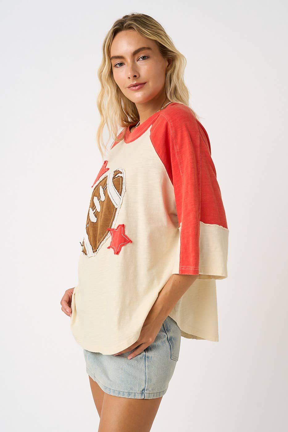 Football Patch Mineral Washed Color Block Top