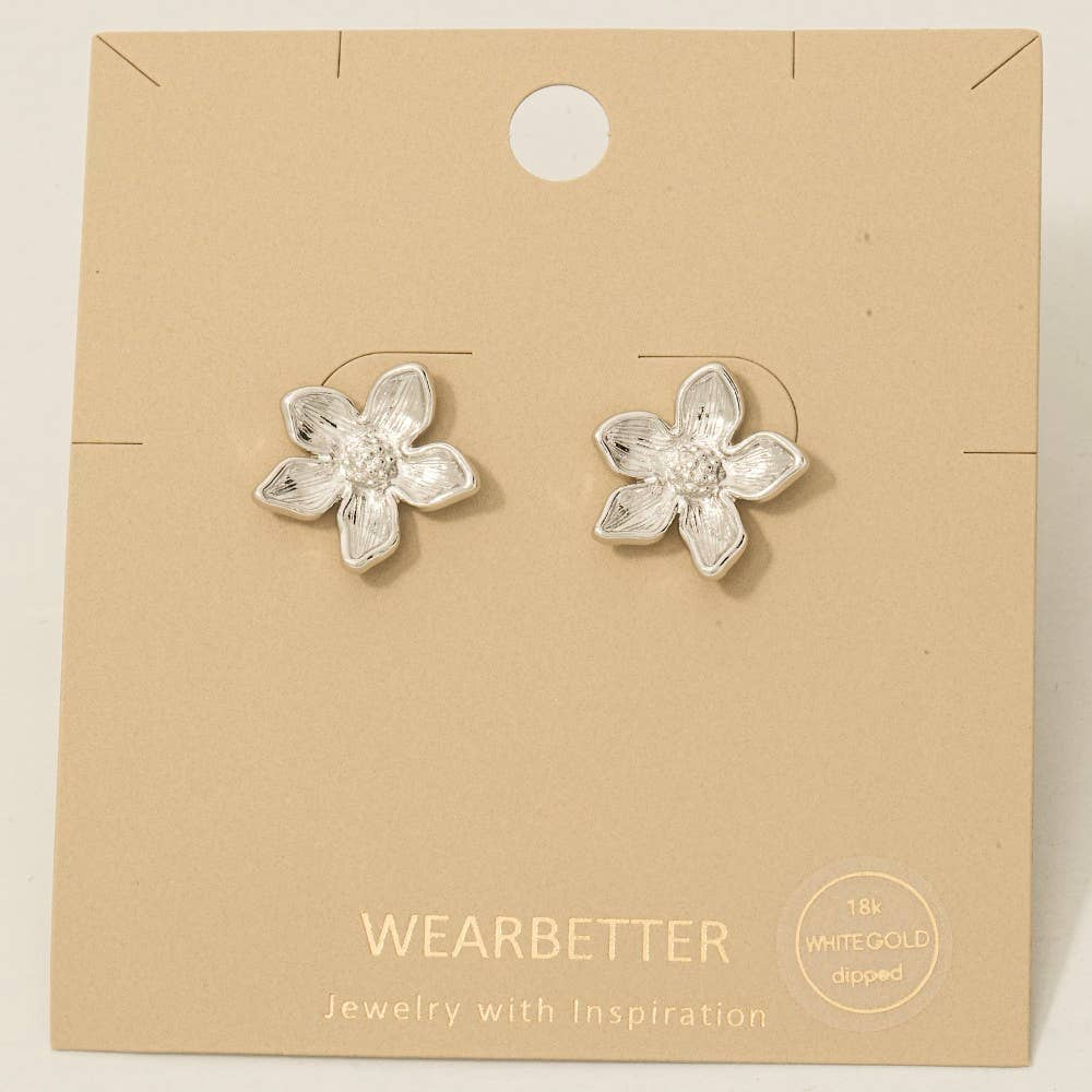Metallic Flower Stud Earrings