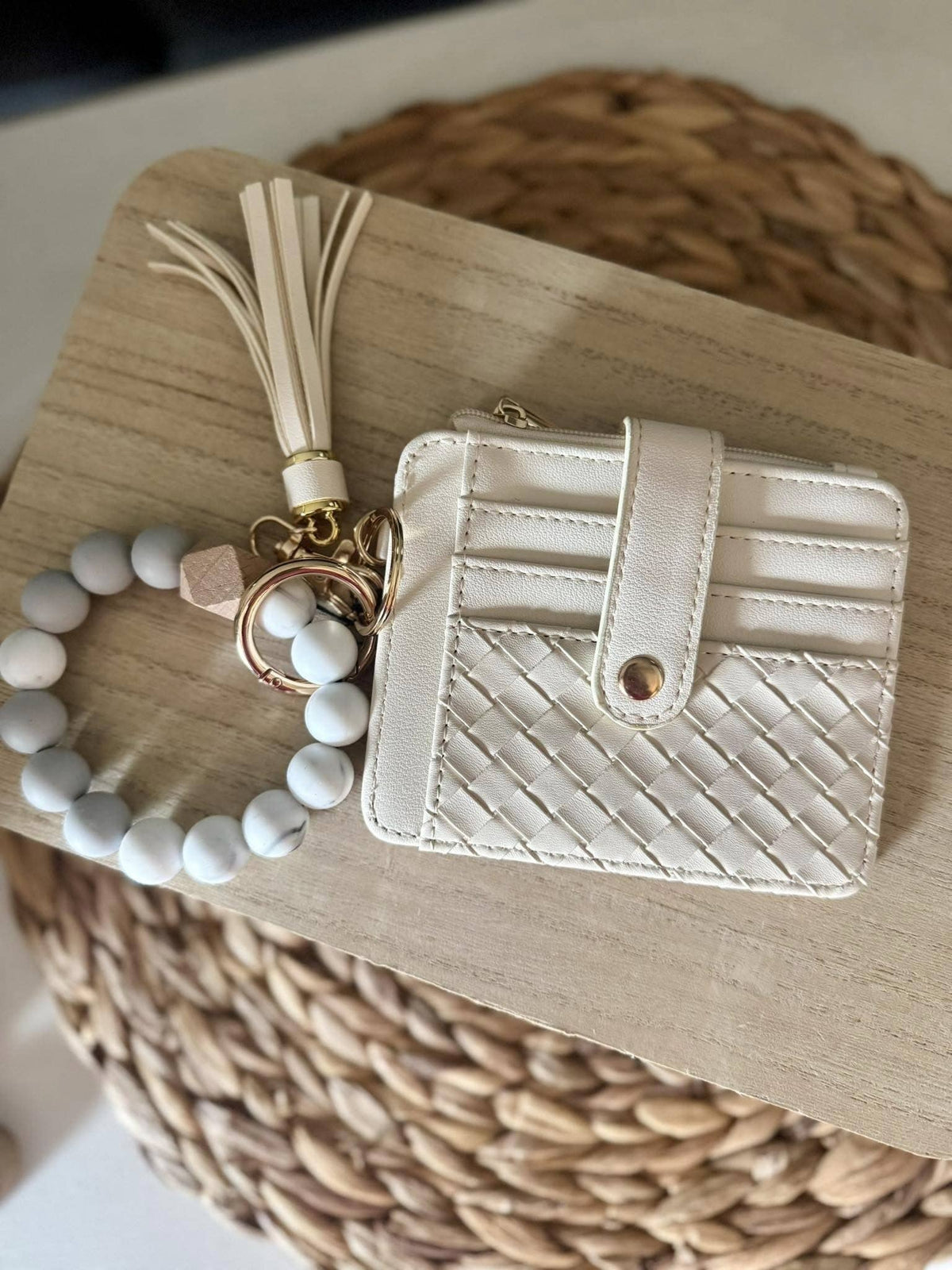 Nina Quilted Beaded Keychain Bracelet Wallet