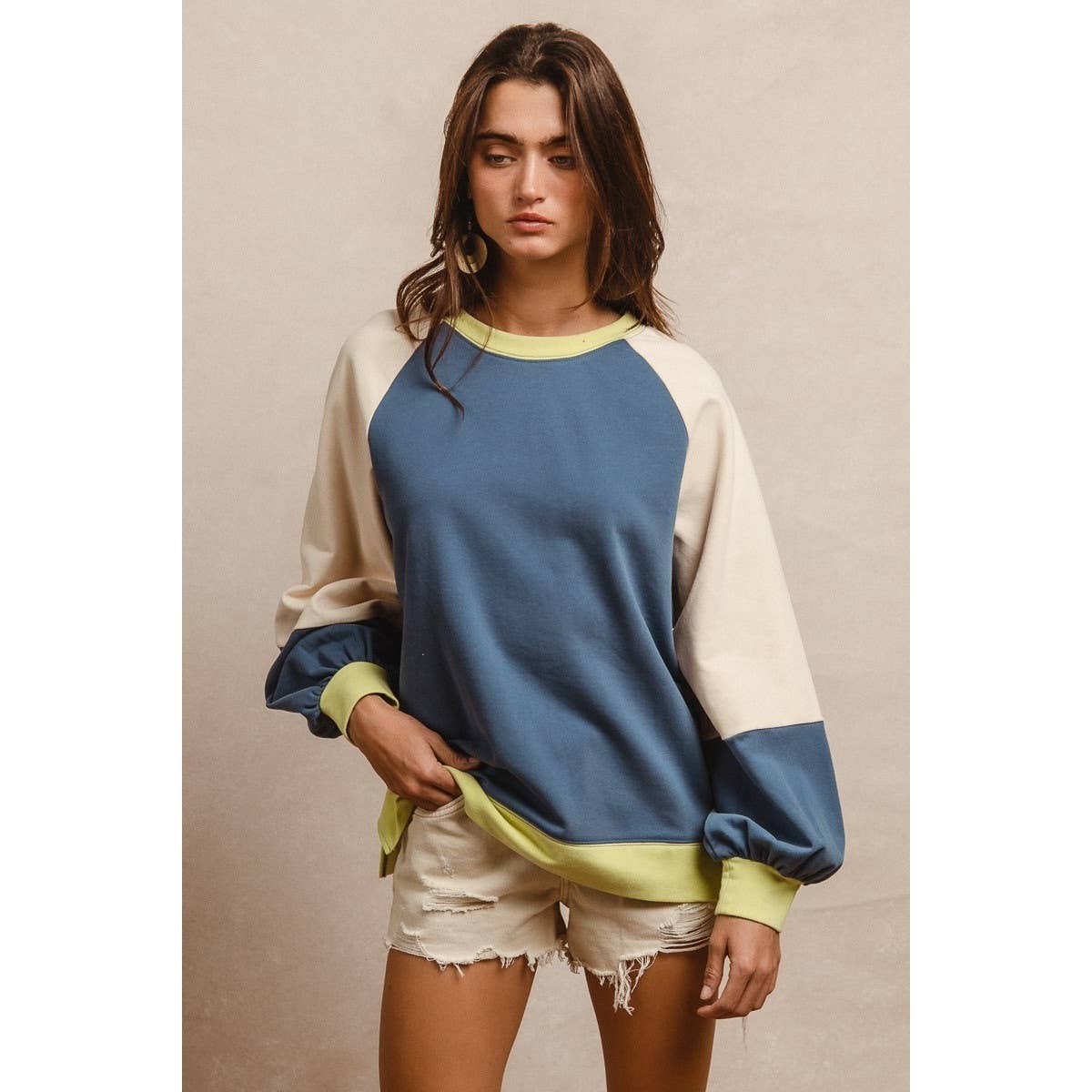 French Terry Color Block Top