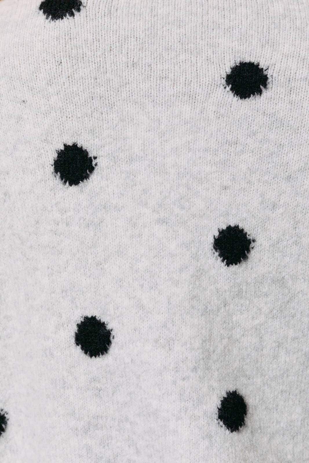SHORT SLEEVE CREW NECK POLKA DOT SWEATER CARDIGAN