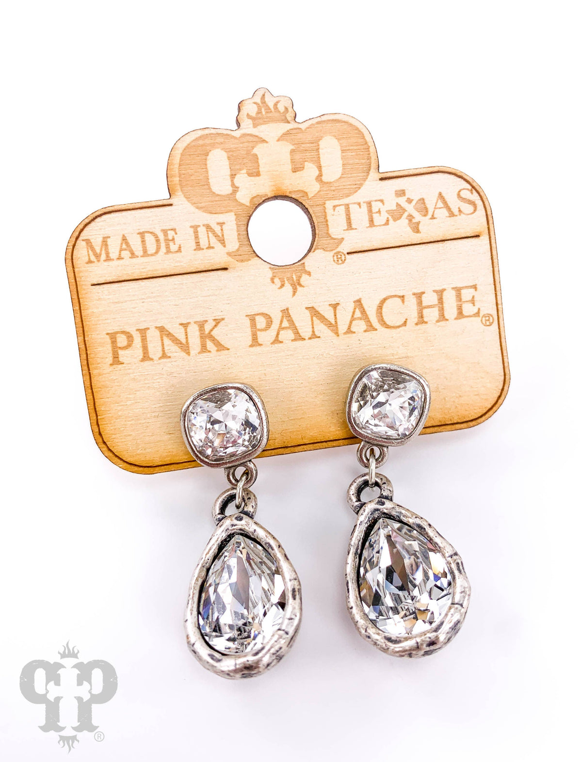 Crystal teardrop and post earring, Austrian crystal