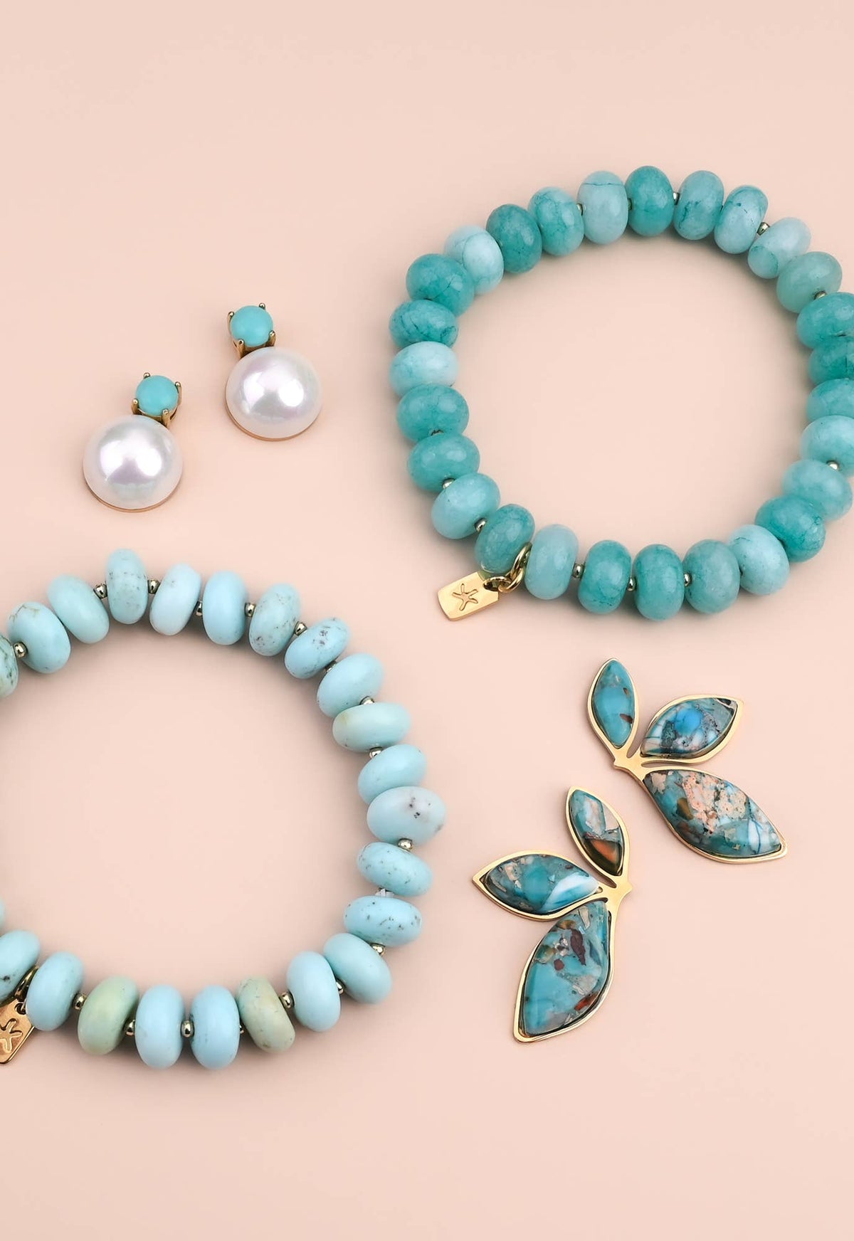 Coastal Leaf Emperor Stone Earrings