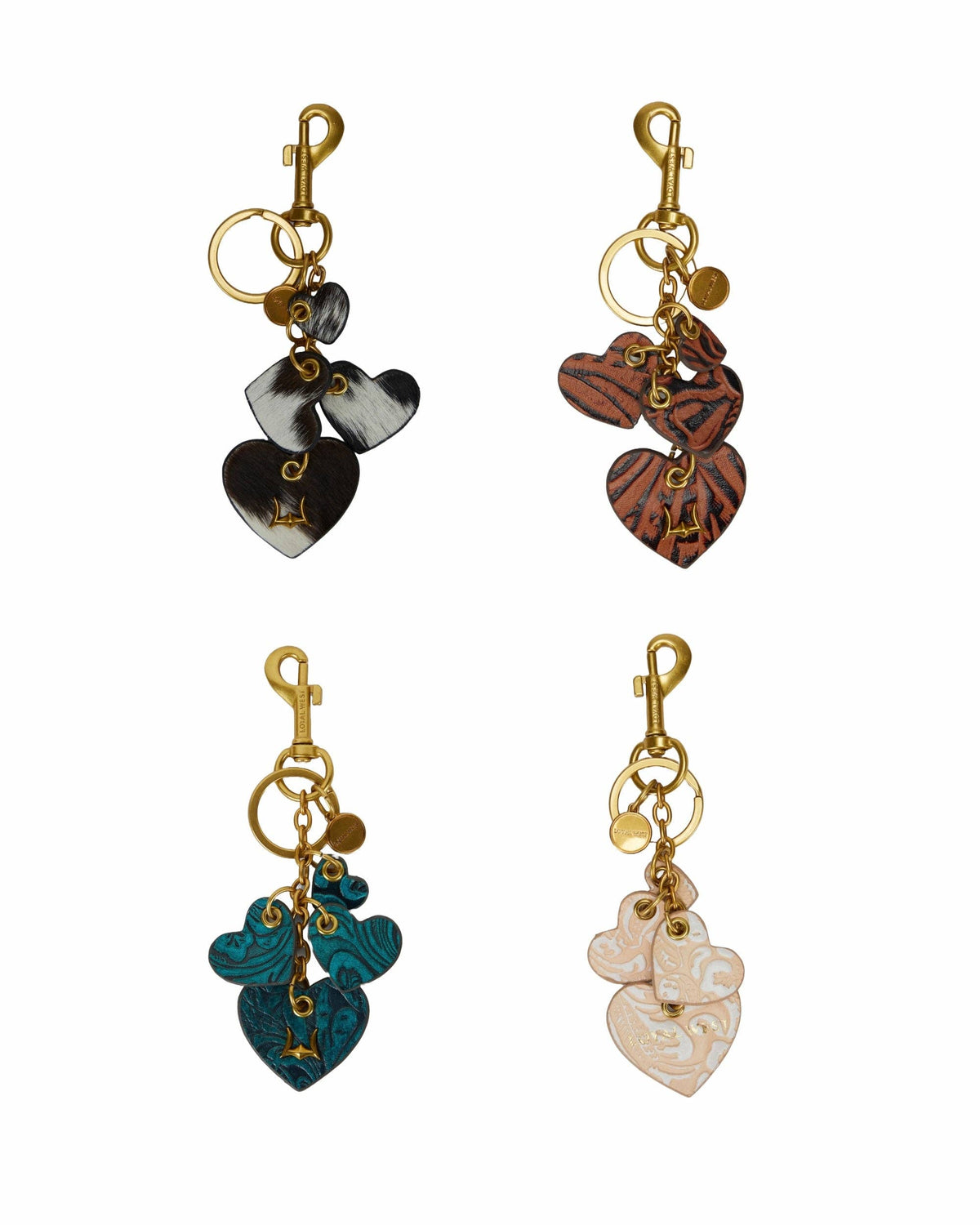 Loyal West Heart Shape Keychain In Hand Finished Embossed Leather -  Turquoise