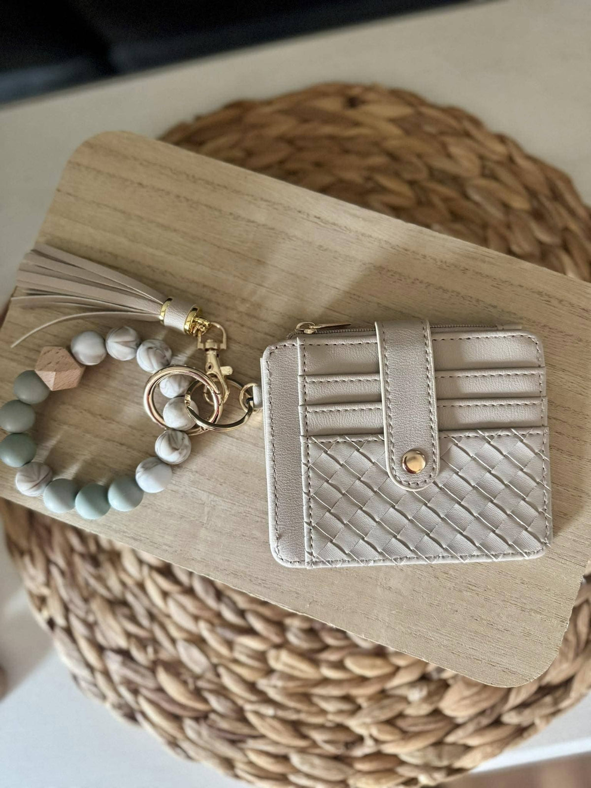 Nina Quilted Beaded Keychain Bracelet Wallet