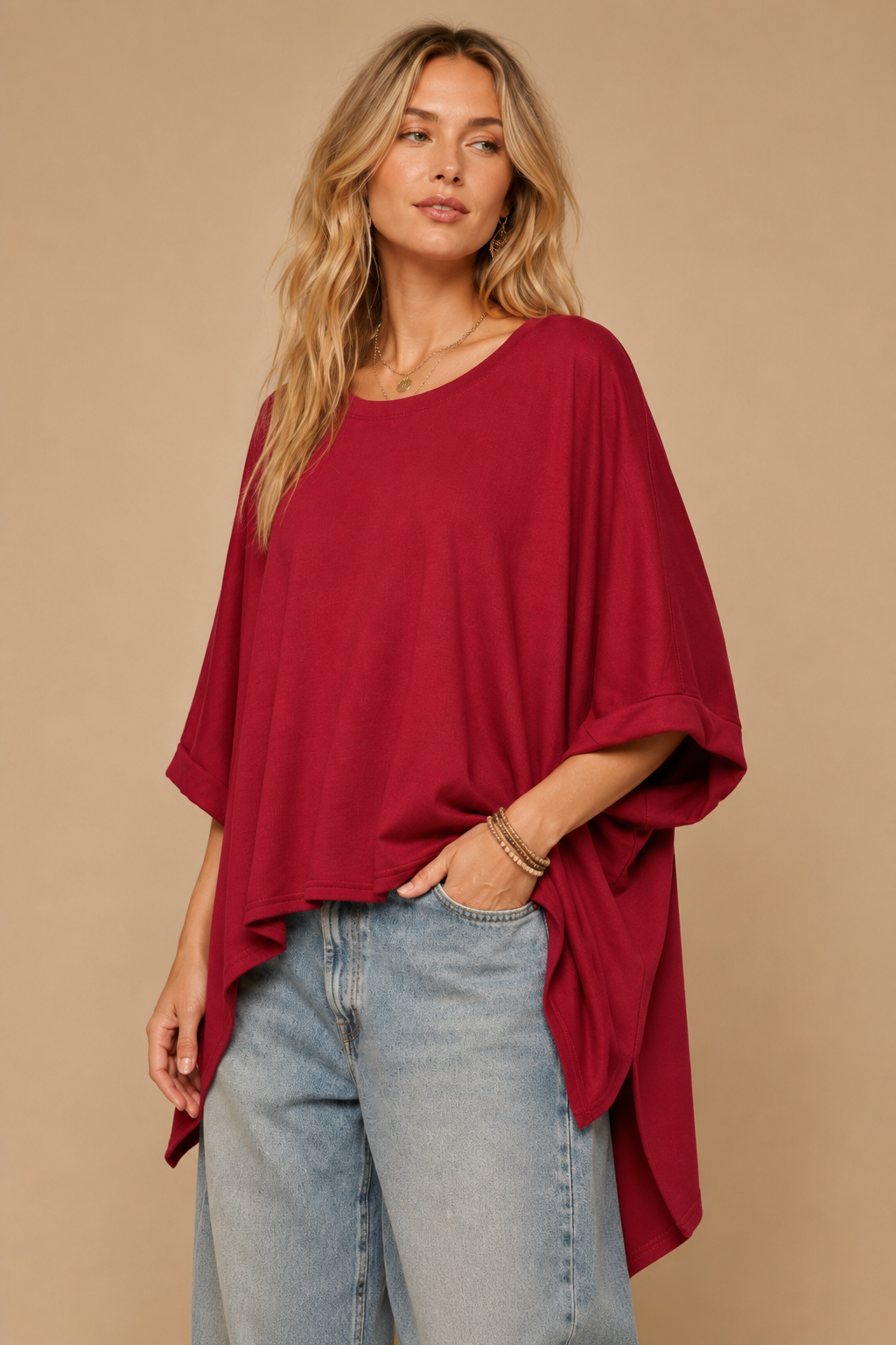 Dolman Half Sleeve Oversize Top
