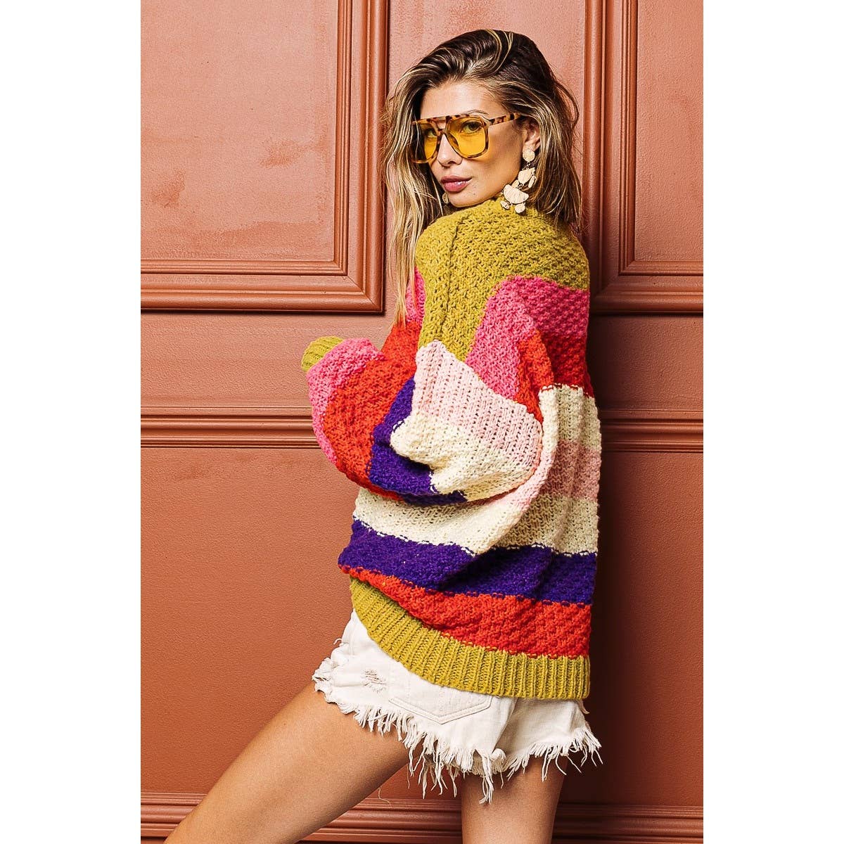 Stripe Color Block Chunky Sweater Pullover