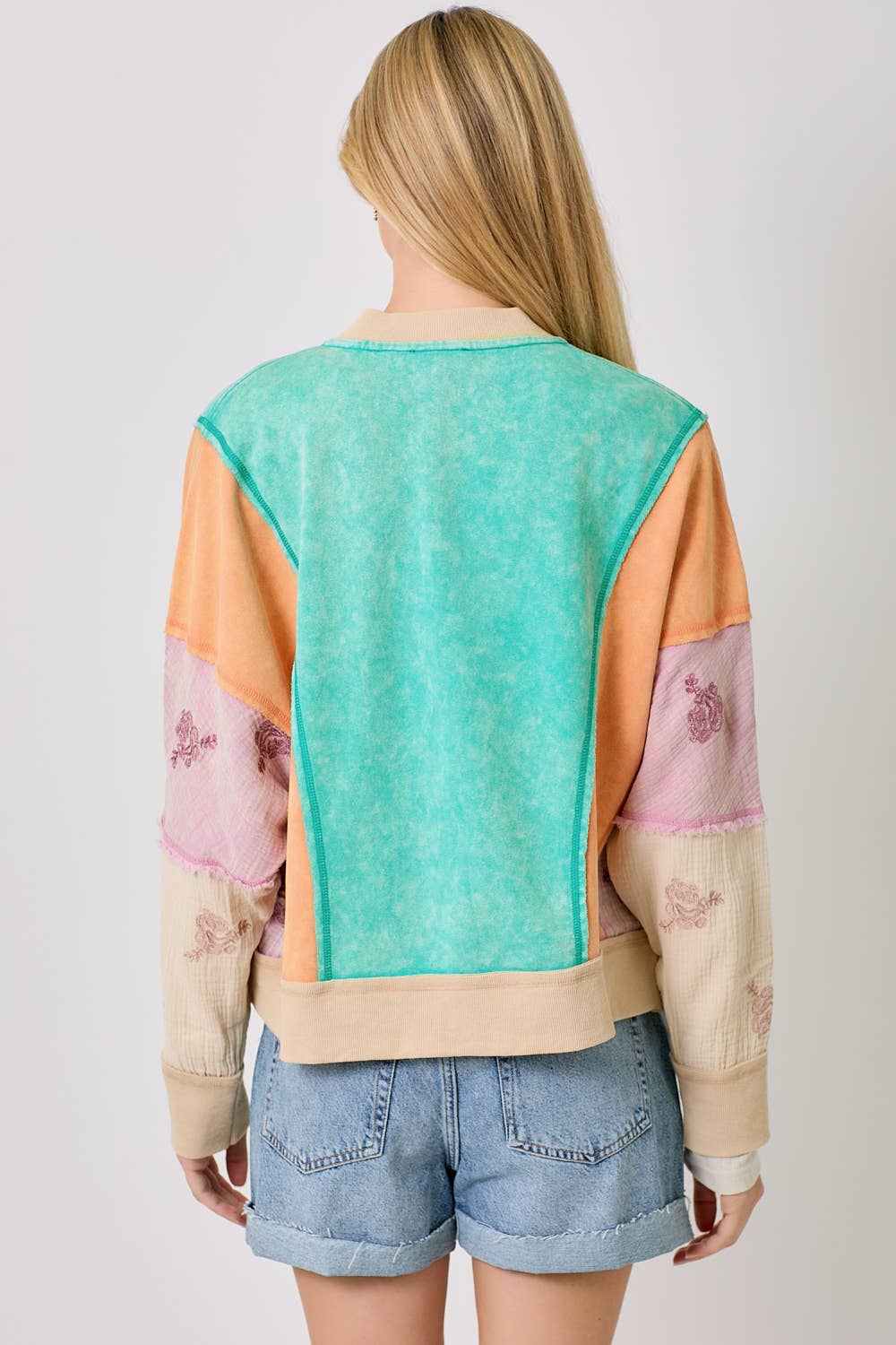 Mixed Media Color Blocked Jacket