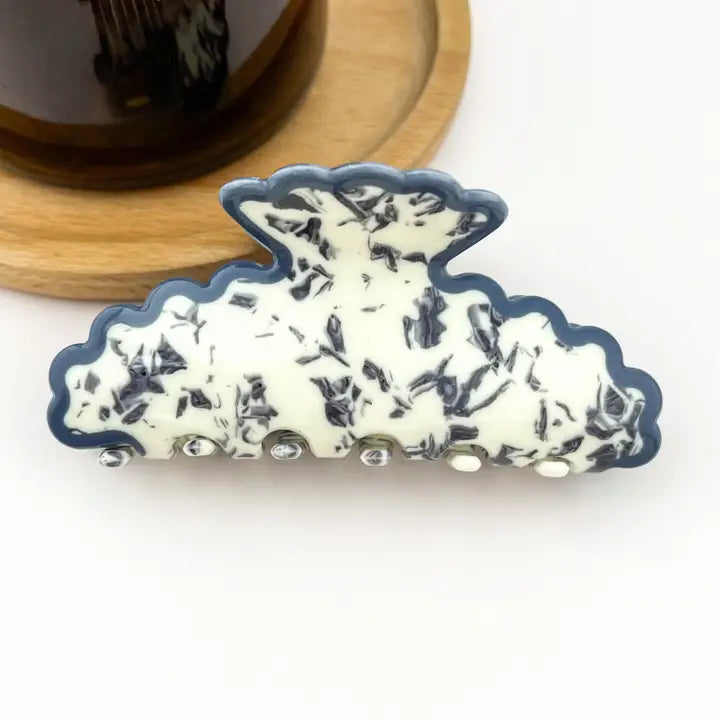 Wavy Edge Acetate Hair Claw Clip, Stylish Marble Design