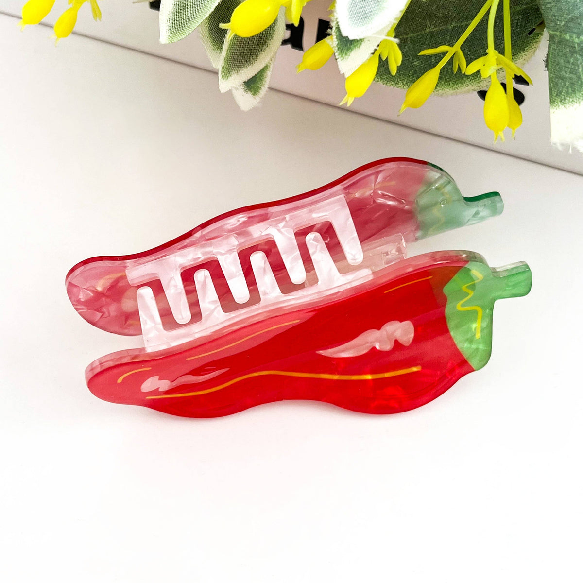 Red Chili Pepper Hair Claw Clip, Cute Vegetable Hair Clip