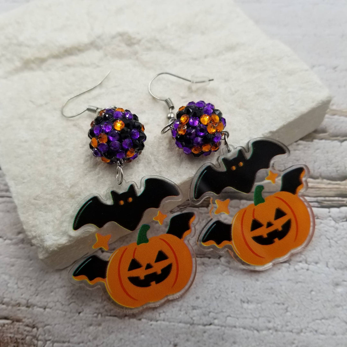 Disco Pumpkin Halloween Earrings