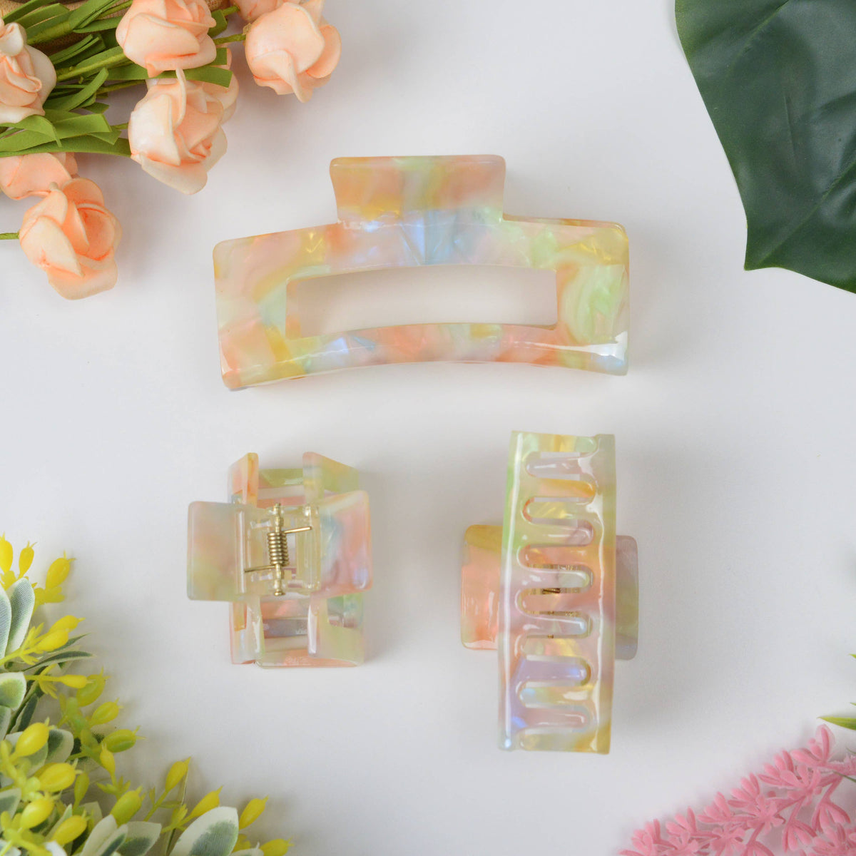 Magic color acetate large square Hair Claw Clip