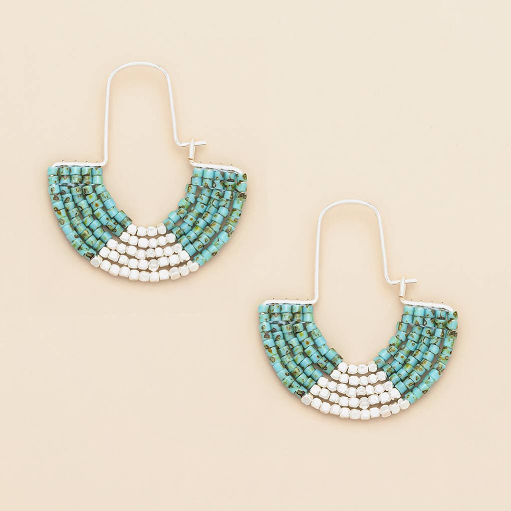 Chromacolor Miyuki U-Hoop Earring - Speckled Turquoise/Silvr