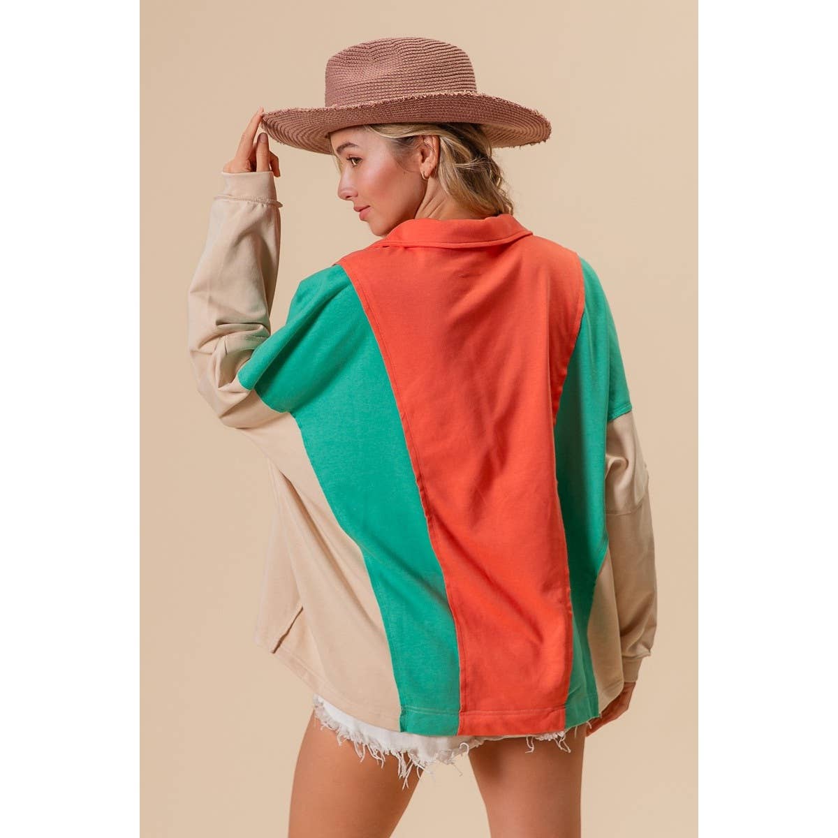 Colorblock French Terry Knit Top
