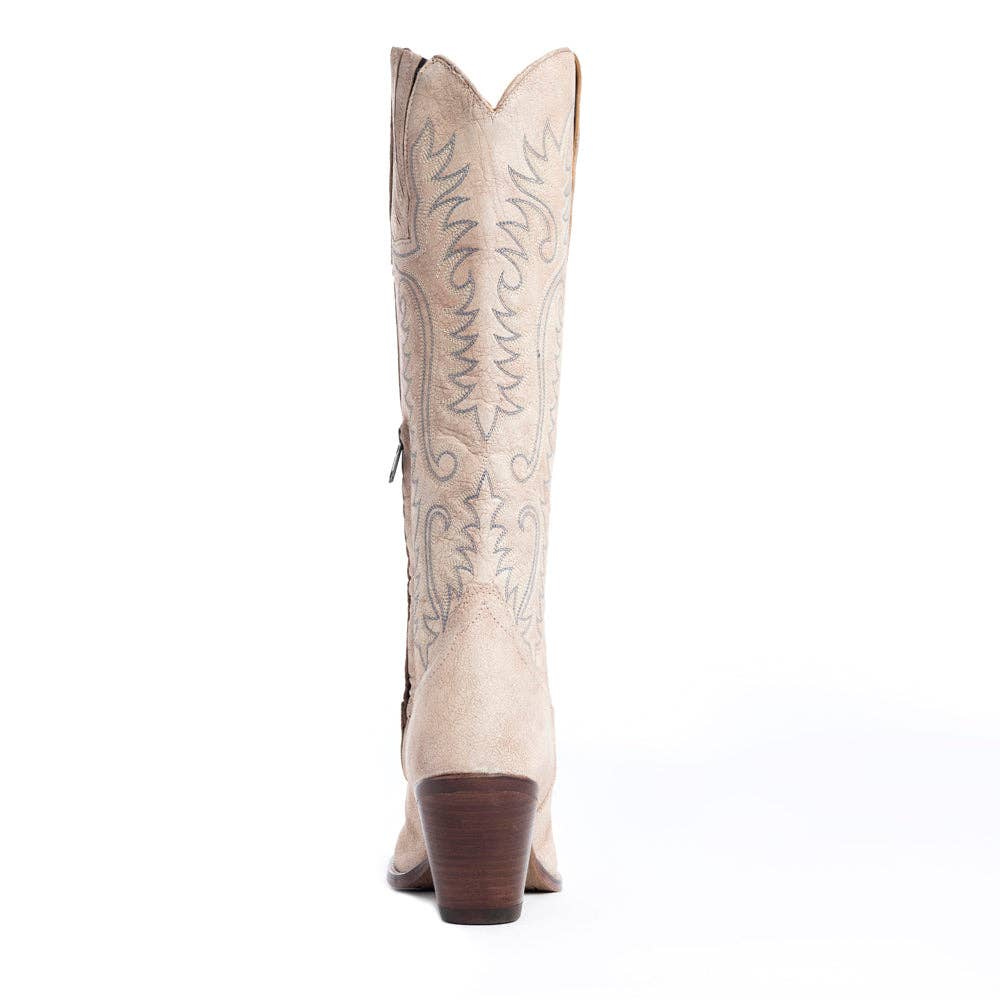 Syllvia Prairie White Embroidered Leather Boots
