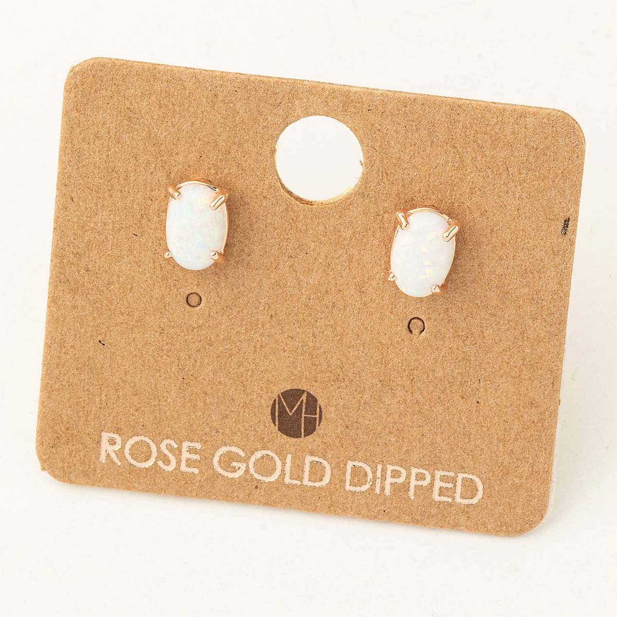 Gold Dipped Opal Stone Stud Earrings