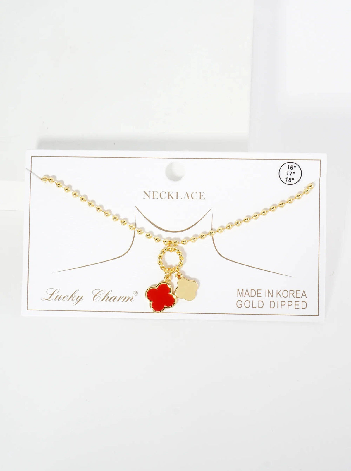 Lucky Double Quatrefoil Ball Chain Necklace