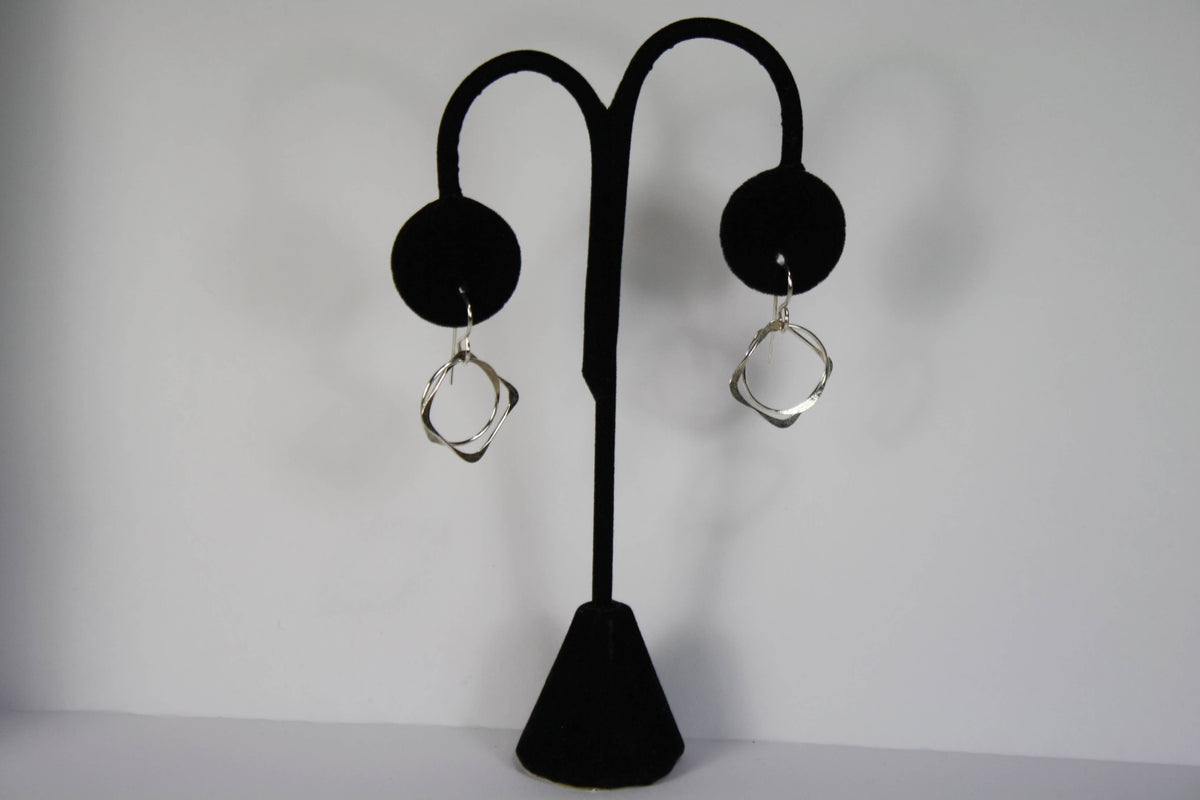 Sterling Silver Earrings Circle, Square