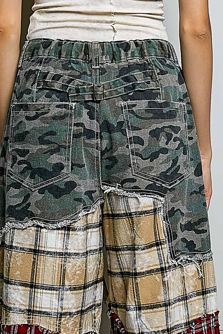 Asymmetrical Patchwork Twill Pants